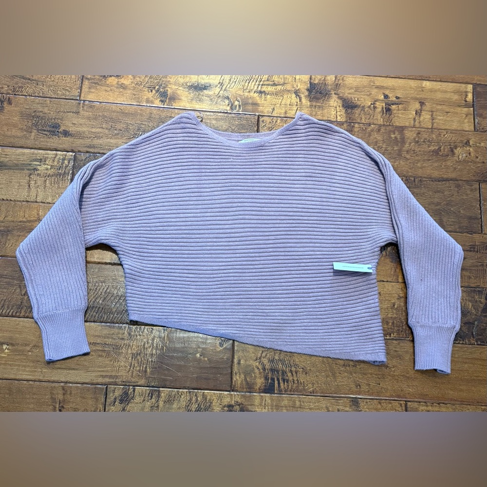 Anthropologie dusty pink/lavender Ribbed Slant Cropped Sweater